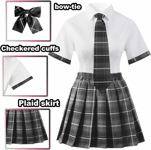 Women School Girl Outfits Set Student Roleplay Costumes Top With Mini Pleated Skirt in Saudi Arabia