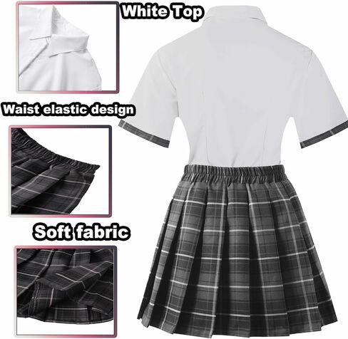 Women School Girl Outfits Set Student Roleplay Costumes Top With Mini Pleated Skirt in Saudi Arabia