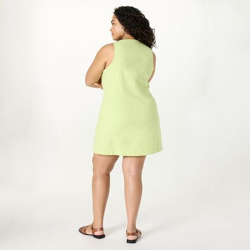 The Drop Women's Plus Size Amira Button Down Linen Mini Dress in Saudi Arabia