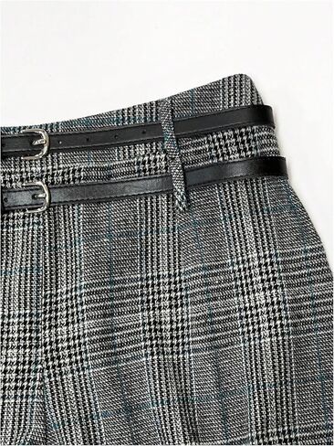 SOLY HUX Women's Plus Size Dress Pants Plaid Wide Leg High Waisted Work Office Tailored Pants with Belt in Saudi Arabia