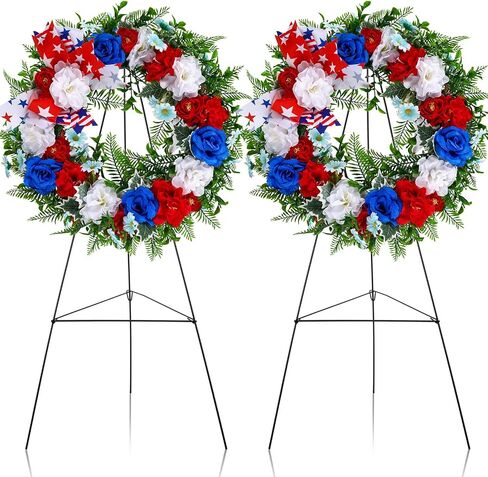 Crowye 4 Pcs Memorial Day Cemetery Wreaths with Stand Set 15. 75in Patriotic Gravestone Wreath 30in Easel Stand for Cemetery Headstone(Memorial Style) in Saudi Arabia