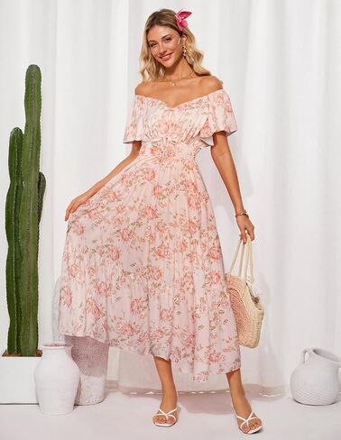 Grace Karin Womens 2025 Floral Summer v-sp-neck sleeve sleeve empire weist a-line line dust maxi tier with wickets in Saudi Arabia