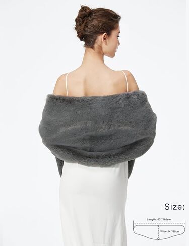BEAUTELICATE Luxury Faux Fur Shawl Bridal Party Evening/Wedding Wrap Stole Winter in Saudi Arabia