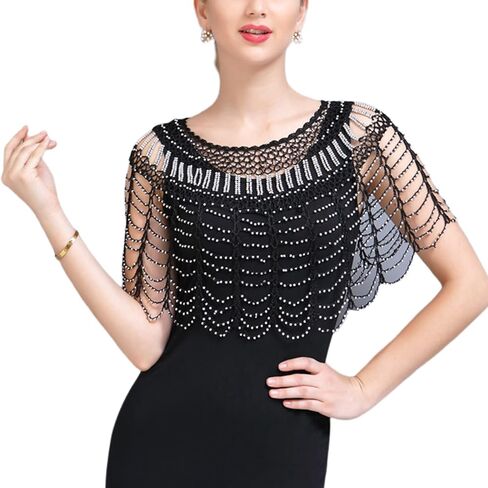 Women's 1920s Beaded Shawl Wrap Evening Cape Shawl for Evening Dresses in Saudi Arabia