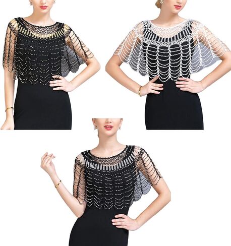 Women's 1920s Beaded Shawl Wrap Evening Cape Shawl for Evening Dresses in Saudi Arabia