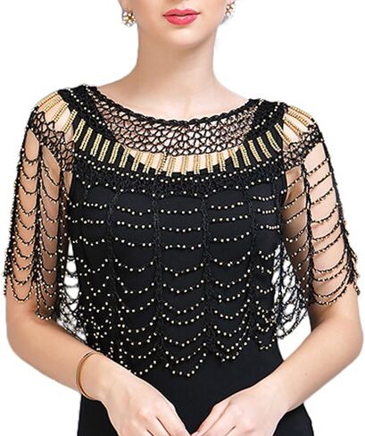 Women's 1920s Beaded Shawl Wrap Evening Cape Shawl for Evening Dresses in Saudi Arabia