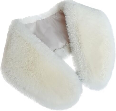 WENLOOY Faux Fur Soft Warmer Collar Rabbit Fur Collar Shawl Wrap Stole Fake Collar Coat Accessory in Saudi Arabia
