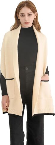Premium Wool Shawl Wrap Winter Warm Scarf with Pockets Luxurious Knit Cardigan Wedding Shawl for Evening Dress in Saudi Arabia