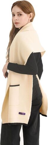 Premium Wool Shawl Wrap Winter Warm Scarf with Pockets Luxurious Knit Cardigan Wedding Shawl for Evening Dress in Saudi Arabia