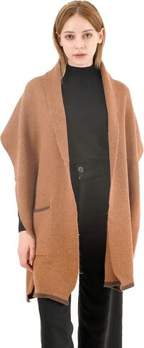 Premium Wool Shawl Wrap Winter Warm Scarf with Pockets Luxurious Knit Cardigan Wedding Shawl for Evening Dress in Saudi Arabia