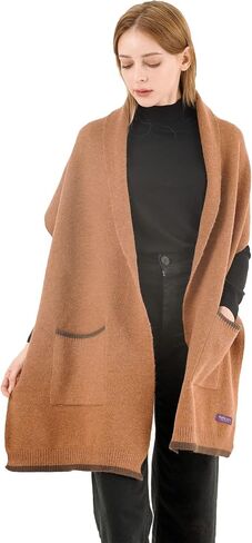 Premium Wool Shawl Wrap Winter Warm Scarf with Pockets Luxurious Knit Cardigan Wedding Shawl for Evening Dress in Saudi Arabia