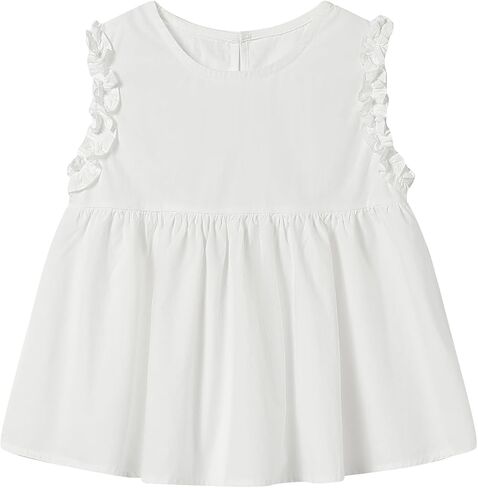LittleSpring Girls Sleeveless Tunic Blouse Ruffle Summer Shirts Swing Tank Tops in Saudi Arabia