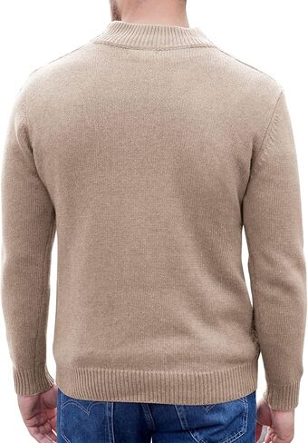 COOFANDY Men Mock Neck Button Sweater Casual Knitted Sweaters Fashion Henley Sweater in Saudi Arabia
