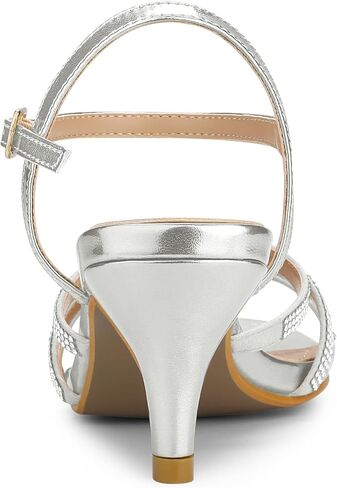 Allegra K Women's Ankle Strap Rhinestone Kitten Heel Sandals in Saudi Arabia