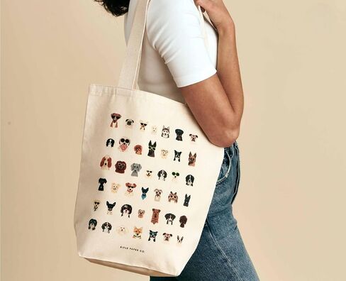 شركة Rifle Paper Co. Book Club Canvas حقيبة للشاطئ ، والصالة الرياضية ، والسفر ، وحقيبة الكتف للنساء ، وحقيبة قابلة لإعادة الاستخدام ، والضروريات الصيفية in Kuwait
