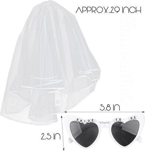Framendino, Bridal Veil with Bride to Be Sunglasses Shower Party Decorations for Wedding in Saudi Arabia