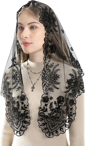 Bozidol Mantilla Veils for Church Catholic: Triangular Camellia Chalice Veil for Women Mass Communion, JHS Chapel Head Veils in Kuwait