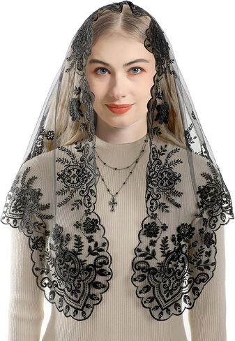 Bozidol Mantilla Veils for Church Catholic: Triangular Camellia Chalice Veil for Women Mass Communion, JHS Chapel Head Veils in Kuwait