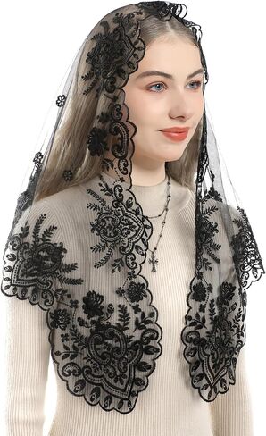 Bozidol Mantilla Veils for Church Catholic: Triangular Camellia Chalice Veil for Women Mass Communion, JHS Chapel Head Veils in Kuwait