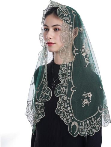 Bozidol Mantilla Veils for Church Catholic, Spanish D Shape Virgin Mary Lace Chapel Veil, Latin Mass Head Coverings for Women in Saudi Arabia