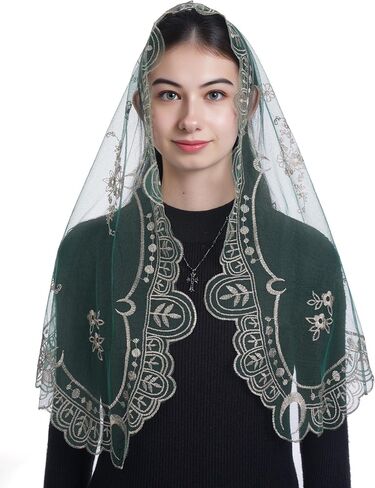 Bozidol Mantilla Veils for Church Catholic, Spanish D Shape Virgin Mary Lace Chapel Veil, Latin Mass Head Coverings for Women in Saudi Arabia