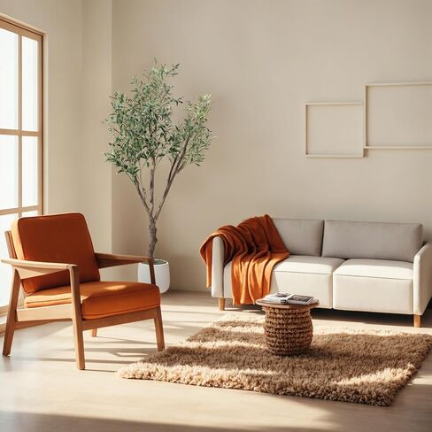 Artificial Olive Tree, 5FT Tall Faux Olive Tree with White Tall Planter, Lifelike Fruits, 60in x 9in (Width x Depth), Perfect for Home Office Decor in Saudi Arabia