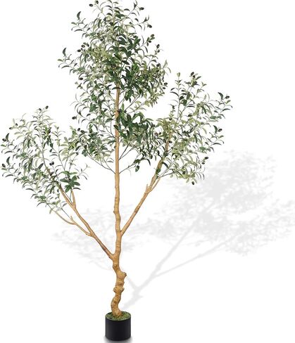 Artificial Olive Tree Tall Fake Potted Natural Silk Tree with Planter Large Faux Olive Branches Fruits Artificial Tree for Modern Living Room Office Floor Decor Indoor Gift 7Ft (84'') in Kuwait