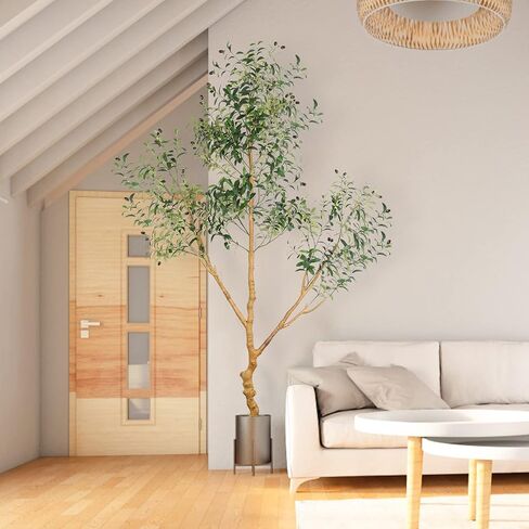 Artificial Olive Tree Tall Fake Potted Natural Silk Tree with Planter Large Faux Olive Branches Fruits Artificial Tree for Modern Living Room Office Floor Decor Indoor Gift 7Ft (84'') in Kuwait