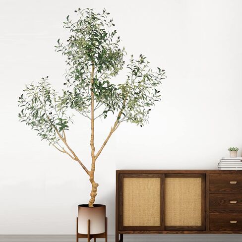 Artificial Olive Tree Tall Fake Potted Natural Silk Tree with Planter Large Faux Olive Branches Fruits Artificial Tree for Modern Living Room Office Floor Decor Indoor Gift 7Ft (84'') in Kuwait