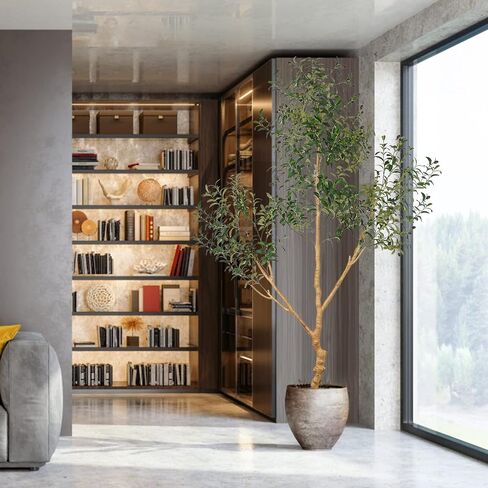Artificial Olive Tree Tall Fake Potted Natural Silk Tree with Planter Large Faux Olive Branches Fruits Artificial Tree for Modern Living Room Office Floor Decor Indoor Gift 7Ft (84'') in Kuwait