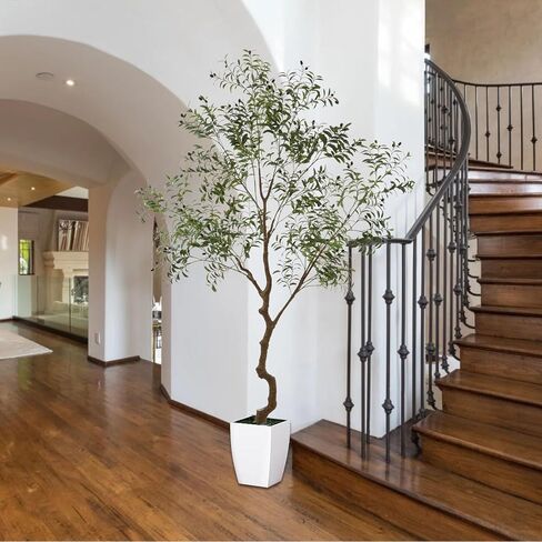 شجرة الزيتون الاصطناعية طويلة المزيفة بوعاء الحرير الطبيعية مع زارع كبيرة فواك الزيتون فروع الفواكه شجرة الاصطناعية لمكتب غرفة المعيشة الحديثة ديكور الهدية الداخلية 7ft (84 '') in Kuwait