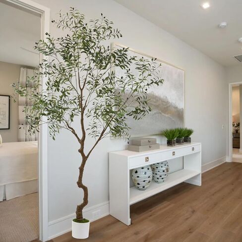 شجرة الزيتون الاصطناعية طويلة المزيفة بوعاء الحرير الطبيعية مع زارع كبيرة فواك الزيتون فروع الفواكه شجرة الاصطناعية لمكتب غرفة المعيشة الحديثة ديكور الهدية الداخلية 7ft (84 '') in Kuwait