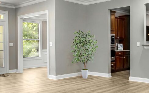 Artificial Ficus Tree 5ft, Faux Plant with White Tall Planter, Fake Ficus Leaves Plants in Pot, Artificial Floor Trees for Home Living Room Office Bedroom Foyer Porch Decor Indoor in Saudi Arabia