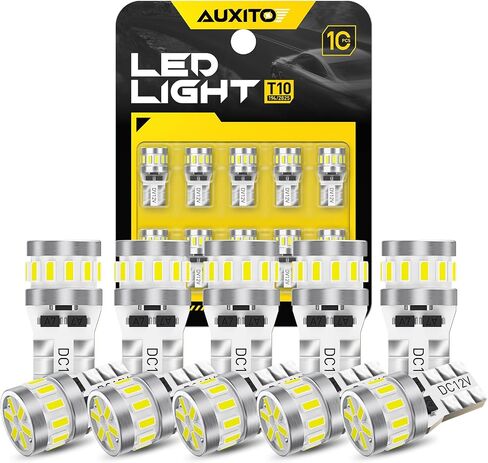 AUXITO أحدث 194 مصباح LED لإضاءة لوحة الترخيص 6500K أبيض ساطع، خالي من الأخطاء في Canbus 168 2825 T10 W5W لمبة LED لخريطة باب قبة السيارة، أضواء لوحة ترخيص صندوق السيارة، حزمة من 2 in Kuwait