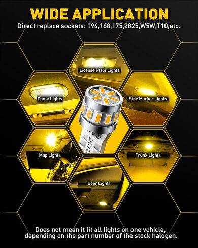 AUXITO أحدث 194 مصباح LED لإضاءة لوحة الترخيص 6500K أبيض ساطع، خالي من الأخطاء في Canbus 168 2825 T10 W5W لمبة LED لخريطة باب قبة السيارة، أضواء لوحة ترخيص صندوق السيارة، حزمة من 2 in Kuwait