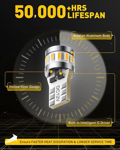 AUXITO أحدث 194 مصباح LED لإضاءة لوحة الترخيص 6500K أبيض ساطع، خالي من الأخطاء في Canbus 168 2825 T10 W5W لمبة LED لخريطة باب قبة السيارة، أضواء لوحة ترخيص صندوق السيارة، حزمة من 2 in Kuwait