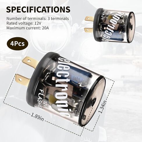 2PCS LED Flasher Relay, 2 Pin 12V Heavy Duty LED Turn Signal Relay for Fixing Hyper Flashing, 2 Prong Round Electronic Flasher Blinker Relay Replacement for Car Truck SUV in Saudi Arabia