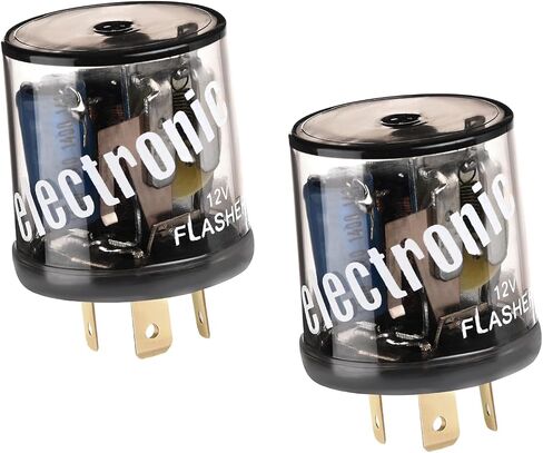 2PCS LED Flasher Relay, 2 Pin 12V Heavy Duty LED Turn Signal Relay for Fixing Hyper Flashing, 2 Prong Round Electronic Flasher Blinker Relay Replacement for Car Truck SUV in Saudi Arabia
