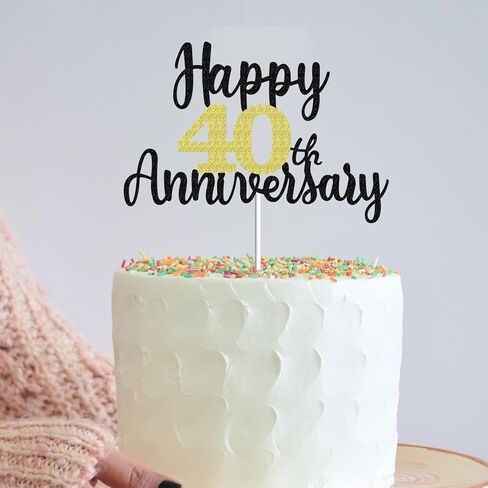 Happy 1st Anniversary Cake Toppers Glitter, Cheers To 1 Years Old Party Decorations 1 Year Anniversary Cake Decor, First Theme Cake Decorations For Wedding Birthday Company Anniversary(Black Gold) in Saudi Arabia