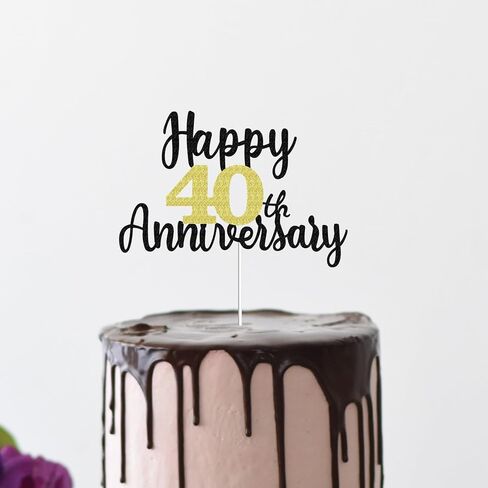 Happy 1st Anniversary Cake Toppers Glitter, Cheers To 1 Years Old Party Decorations 1 Year Anniversary Cake Decor, First Theme Cake Decorations For Wedding Birthday Company Anniversary(Black Gold) in Saudi Arabia