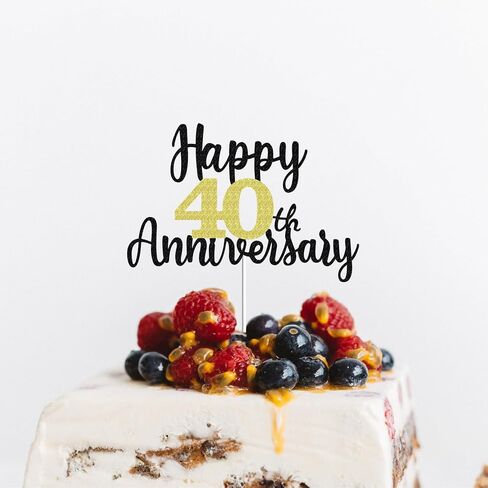Happy 1st Anniversary Cake Toppers Glitter, Cheers To 1 Years Old Party Decorations 1 Year Anniversary Cake Decor, First Theme Cake Decorations For Wedding Birthday Company Anniversary(Black Gold) in Saudi Arabia