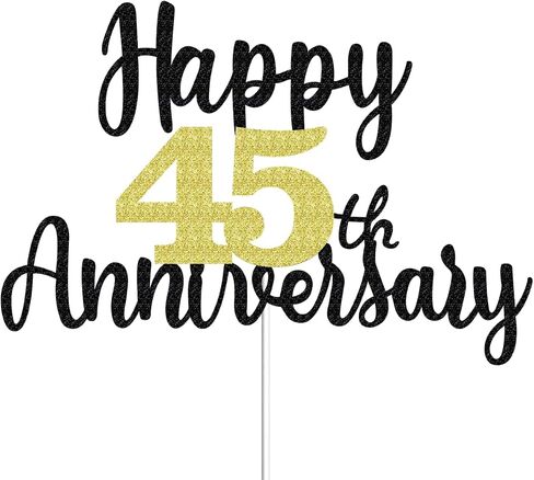 Happy 1st Anniversary Cake Toppers Glitter, Cheers To 1 Years Old Party Decorations 1 Year Anniversary Cake Decor, First Theme Cake Decorations For Wedding Birthday Company Anniversary(Black Gold) in Saudi Arabia