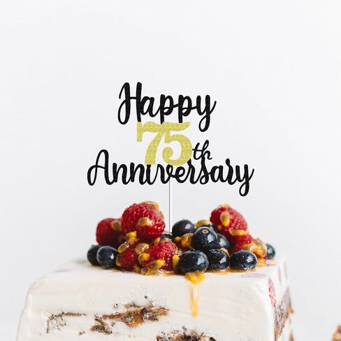 Happy 1st Anniversary Cake Toppers Glitter, Cheers To 1 Years Old Party Decorations 1 Year Anniversary Cake Decor, First Theme Cake Decorations For Wedding Birthday Company Anniversary(Black Gold) in Saudi Arabia