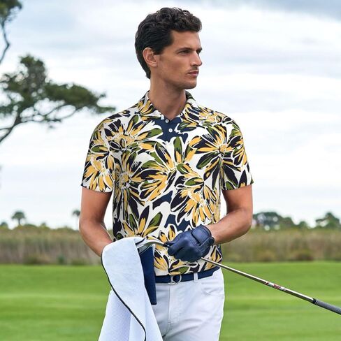 Men's Funny Golf Shirts Hawaiian Polo Shirts Short Sleeve Performance Moisture Wicking Dry Fit Beach Summer Golf Polo Shirts in Saudi Arabia