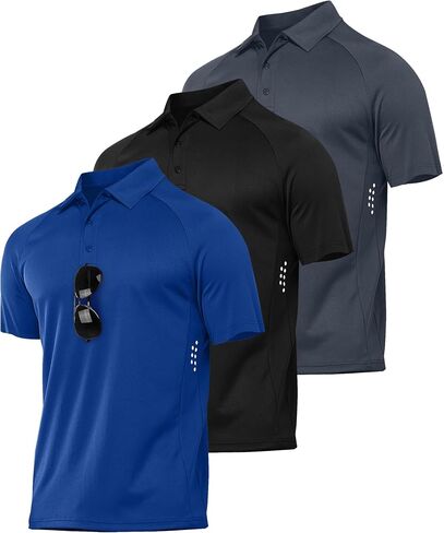 JACKETOWN 3 Pack Mens Polo Shirts Short Sleeve Golf Shirt Performance Moisture-Wicking Athletic Casual T-Shirts in Saudi Arabia