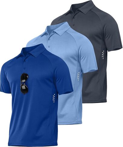 JACKETOWN 3 Pack Mens Polo Shirts Short Sleeve Golf Shirt Performance Moisture-Wicking Athletic Casual T-Shirts in Saudi Arabia