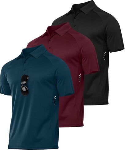 JACKETOWN 3 Pack Mens Polo Shirts Short Sleeve Golf Shirt Performance Moisture-Wicking Athletic Casual T-Shirts in Saudi Arabia