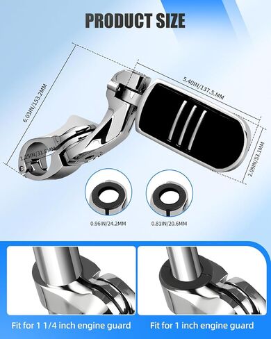 1.25 "أوتاد الطريق السريع ، ووجبات قدم دراجة نارية قابلة للتعديل مع 90 درجة قابلة للطي و 270 درجة الميل و 360 درجة الدوران ، ومضاد للانزلاق من الفولاذ المقاوم للصدأ على قدم المسافرة على الطرق الوعرة ، والقيادة 1-1/4" محرك المحرك in Kuwait
