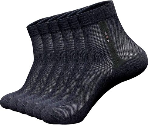 6 Pack Men Dress Socks, Cotton Mesh Ventilating Ankle Length,Thin Breathable Summer Business Footwear for Men in Kuwait