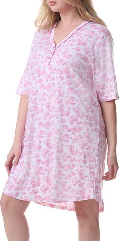 Karen Neuburger Women's Plus Size Henley Elbow Length Sleeve Sleepshirt in Saudi Arabia